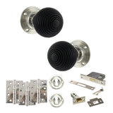 Quality image of Old English Whitby Door Knob Pack (Lock Set - 3" Latch & Deadlock, 4" Fire Rated Hinges x3) - Polished Nickel | Sku. adpoe60rremkpn67 | available from Trade Door Handles.