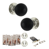 Quality image of Old English Whitby Door Knob Pack (Lock Set - Horizontal Sashlock, 4" Fire Rated Hinges x3) - Polished Nickel | Sku. adpoe60rremkpn71 | available from Trade Door Handles.