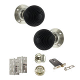 Quality image of Old English Whitby Door Knob Pack (Lock Set - Horizontal Bathlock, 4" Slim Knuckle Hinges x2) - Polished Nickel | Sku. adpoe60rremkpn74 | available from Trade Door Handles.