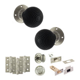 Quality image of Old English Whitby Door Knob Pack (Bathroom Set - 4" Deadbolt, 3" Fire Rated Hinges x3) - Satin Nickel | Sku. adpoe60rremksn61 | available from Trade Door Handles.