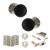 Quality image of Old English Whitby Door Knob Pack (Lock Set - 3" Latch & Deadlock, 3" Fire Rated Hinges x3) - Satin Nickel | Sku. adpoe60rremksn66 | available from Trade Door Handles.