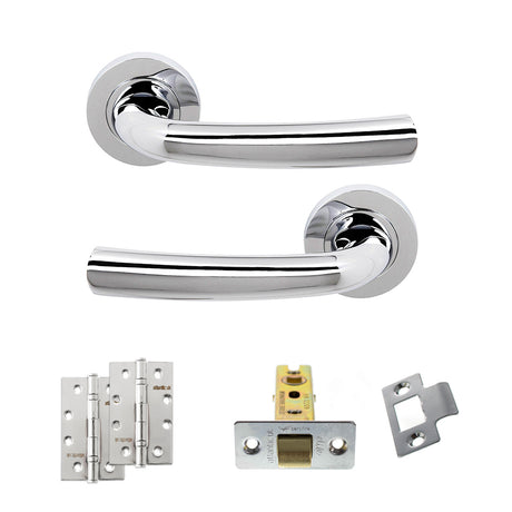 Quality image of STATUS Nevada Door Handle Pack (Latch Set - 2.5" CE Latch, 4" Slim Knuckle Hinges x2) - Polished Chrome | Sku. adps21rpc5 | available from Trade Door Handles.