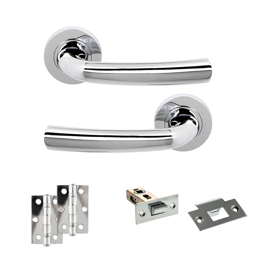 Quality image of STATUS Nevada Door Handle Pack (Latch Set - 2.5" Latch, 3" Hinges x2) - Polished Chrome | Sku. adps21rpc7 | available from Trade Door Handles.
