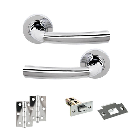 Quality image of STATUS Nevada Door Handle Pack (Latch Set - 2.5" Latch, 3" Hinges x2) - Polished Chrome | Sku. adps21rpc7 | available from Trade Door Handles.