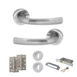 Quality image of STATUS Nevada Door Handle Pack (3 Lever Lock Set - 2.5" CE Sashlock, 4" Slim Knuckle Hinges x2) - Satin Chrome | Sku. adps21rsc18 | available from Trade Door Handles.