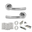 Quality image of STATUS Nevada Door Handle Pack (Euro Lock Set - 3" CE Sashlock, 4" Fire Rated Hinges x3) - Satin Chrome | Sku. adps21rsc23 | available from Trade Door Handles.