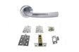 Quality image of STATUS Nevada Door Handle Pack (Latch Set - 2.5" CE Latch, 3" Fire Rated Hinges x3) - Satin Chrome | Sku. adps21rsc1 | available from Trade Door Handles.