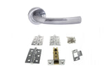 Quality image of STATUS Nevada Door Handle Pack (Latch Set - 2.5" CE Latch, 3" Fire Rated Hinges x3) - Satin Chrome | Sku. adps21rsc1 | available from Trade Door Handles.