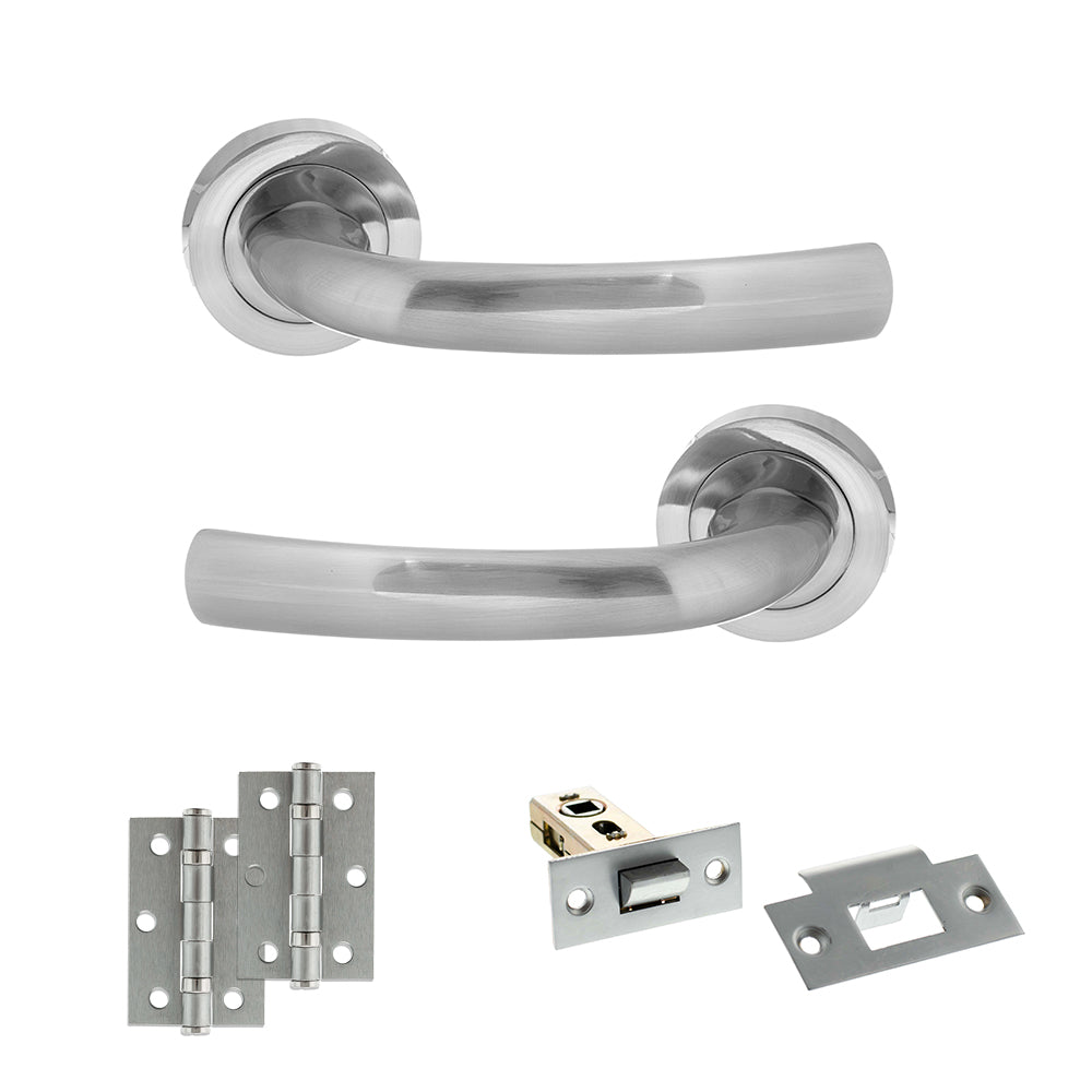 Quality image of STATUS Nevada Door Handle Pack (Latch Set - 2.5" Latch, 3" Hinges x2) - Satin Chrome | Sku. adps21rsc7 | available from Trade Door Handles.