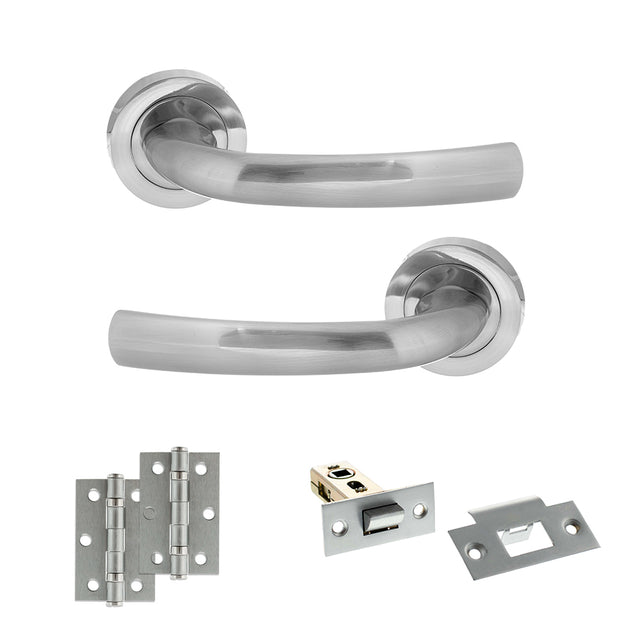 Quality image of STATUS Nevada Door Handle Pack (Latch Set - 2.5" Latch, 3" Hinges x2) - Satin Chrome | Sku. adps21rsc7 | available from Trade Door Handles.