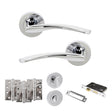 Quality image of STATUS Arizona Door Handle Pack (Bathroom Set - 3" CE Bathroom Lock, 4" Fire Rated Hinges x3) - Polished Chrome | Sku. adps22rpc11 | available from Trade Door Handles.