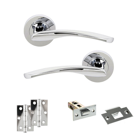 Quality image of STATUS Arizona Door Handle Pack (Latch Set - 2.5" Latch, 3" Hinges x2) - Polished Chrome | Sku. adps22rpc7 | available from Trade Door Handles.