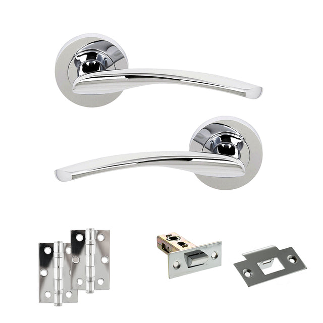 Quality image of STATUS Arizona Door Handle Pack (Latch Set - 2.5" Latch, 3" Hinges x2) - Polished Chrome | Sku. adps22rpc7 | available from Trade Door Handles.