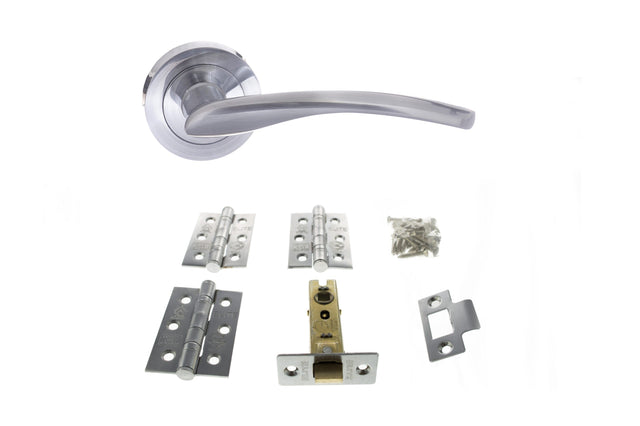 Quality image of Atlantic Arizona Door Pack Bundle (2.5" Latch, 3"x2" Hingesx3) - Satin Chrome | Sku. adpbs22rsc25 | available from Trade Door Handles.
