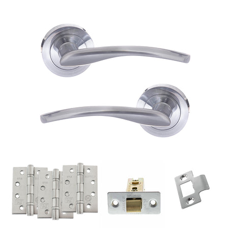 Quality image of STATUS Arizona Door Handle Pack (Latch Set - 3" CE Latch, 4" Fire Rated Hinges x3) - Satin Chrome | Sku. adps22rsc4 | available from Trade Door Handles.