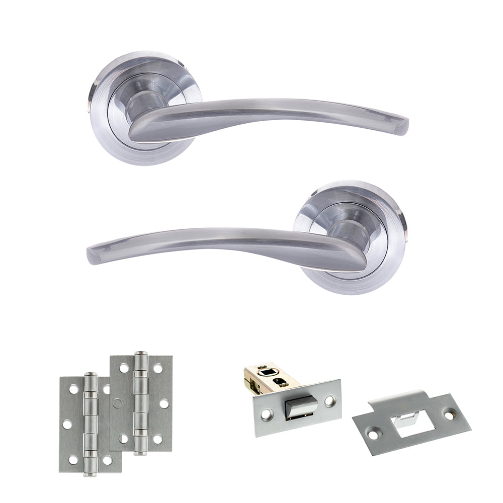Quality image of STATUS Arizona Door Handle Pack (Latch Set - 2.5" Latch, 3" Hinges x2) - Satin Chrome | Sku. adps22rsc7 | available from Trade Door Handles.