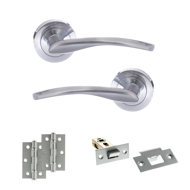 Quality image of STATUS Arizona Door Handle Pack (Latch Set - 2.5" Latch, 3" Hinges x2) - Satin Chrome | Sku. adps22rsc7 | available from Trade Door Handles.