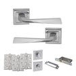 Quality image of STATUS California Door Handle Pack (Bathroom Set - 2.5" CE Bathroom Lock, 4" Fire Rated Hinges x3) - Satin Chrome | Sku. adps23ssc10 | available from Trade Door Handles.