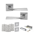 Quality image of STATUS California Door Handle Pack (3 Lever Lock Set - 2.5" CE Sashlock, 4" Fire Rated Hinges x3) - Satin Chrome | Sku. adps23ssc16 | available from Trade Door Handles.