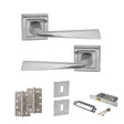 Quality image of STATUS California Door Handle Pack (3 Lever Lock Set - 2.5" CE Sashlock, 4" Slim Knuckle Hinges x2) - Satin Chrome | Sku. adps23ssc18 | available from Trade Door Handles.