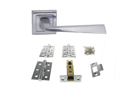 Quality image of STATUS California Door Handle Pack (Latch Set - 3" CE Latch, 3" Fire Rated Hinges x3) - Satin Chrome | Sku. adps23ssc2 | available from Trade Door Handles.