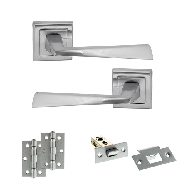 Quality image of STATUS California Door Handle Pack (Latch Set - 2.5" Latch, 3" Hinges x2) - Satin Chrome | Sku. adps23ssc7 | available from Trade Door Handles.