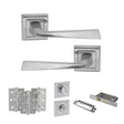 Quality image of STATUS California Door Handle Pack (Bathroom Set - 2.5" CE Bathroom Lock, 3" Fire Rated Hinges x3) - Satin Chrome | Sku. adps23ssc8 | available from Trade Door Handles.