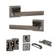 Quality image of STATUS Kansas Door Handle Pack (Bathroom Set - 3" CE Bathroom Lock, 4" Slim Knuckle Hinges x2) - Black Nickel | Sku. adps24sbn13 | available from Trade Door Handles.