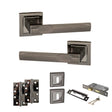 Quality image of STATUS Kansas Door Handle Pack (3 Lever Lock Set - 2.5" CE Sashlock, 4" Slim Knuckle Hinges x2) - Black Nickel | Sku. adps24sbn18 | available from Trade Door Handles.