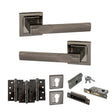 Quality image of STATUS Kansas Door Handle Pack (Euro Lock Set - 2.5" CE Sashlock, 4" Fire Rated Hinges x3) - Black Nickel | Sku. adps24sbn22 | available from Trade Door Handles.