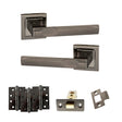 Quality image of STATUS Kansas Door Handle Pack (Latch Set - 2.5" CE Latch, 4" Fire Rated Hinges x3) - Black Nickel | Sku. adps24sbn3 | available from Trade Door Handles.