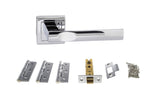 Quality image of STATUS Kansas Door Handle Pack (Latch Set - 3" CE Latch, 3" Fire Rated Hinges x3) - Polished Chrome | Sku. adps24spc2 | available from Trade Door Handles.