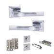Quality image of STATUS Kansas Door Handle Pack (Bathroom Set - 3" CE Bathroom Lock, 4" Slim Knuckle Hinges x2) - Satin Chrome | Sku. adps24ssc13 | available from Trade Door Handles.
