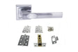 Quality image of STATUS Kansas Door Handle Pack (Latch Set - 2.5" CE Latch, 3" Fire Rated Hinges x3) - Satin Chrome | Sku. adps24ssc1 | available from Trade Door Handles.