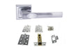 Quality image of STATUS Kansas Door Handle Pack (Latch Set - 3" CE Latch, 3" Fire Rated Hinges x3) - Satin Chrome | Sku. adps24ssc2 | available from Trade Door Handles.