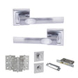Quality image of STATUS Kansas Door Handle Pack (Bathroom Set - 2.5" CE Bathroom Lock, 3" Fire Rated Hinges x3) - Satin Chrome | Sku. adps24ssc8 | available from Trade Door Handles.