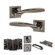 Quality image of STATUS Oklahoma Door Handle Pack (Bathroom Set - 3" CE Bathroom Lock, 4" Fire Rated Hinges x3) - Black Nickel | Sku. adps25sbn11 | available from Trade Door Handles.