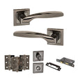 Quality image of STATUS Oklahoma Door Handle Pack (Bathroom Set - 2.5" CE Bathroom Lock, 3" Fire Rated Hinges x3) - Black Nickel | Sku. adps25sbn8 | available from Trade Door Handles.