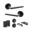 Quality image of STATUS Alaska Door Handle Pack (Bathroom Set - 3" CE Bathroom Lock, 4" Slim Knuckle Hinges x2) - Matt Black | Sku. adps26rmb13 | available from Trade Door Handles.