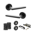 Quality image of STATUS Alaska Door Handle Pack (3 Lever Lock Set - 2.5" CE Sashlock, 4" Slim Knuckle Hinges x2) - Matt Black | Sku. adps26rmb18 | available from Trade Door Handles.