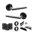 Quality image of STATUS Alaska Door Handle Pack (Euro Lock Set - 2.5" CE Sashlock, 3" Fire Rated Hinges x3) - Matt Black | Sku. adps26rmb20 | available from Trade Door Handles.
