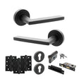 Quality image of STATUS Alaska Door Handle Pack (Euro Lock Set - 2.5" CE Sashlock, 4" Fire Rated Hinges x3) - Matt Black | Sku. adps26rmb22 | available from Trade Door Handles.