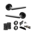 Quality image of STATUS Alaska Door Handle Pack (Euro Lock Set - 2.5" CE Sashlock, 4" Slim Knuckle Hinges x2) - Matt Black | Sku. adps26rmb24 | available from Trade Door Handles.