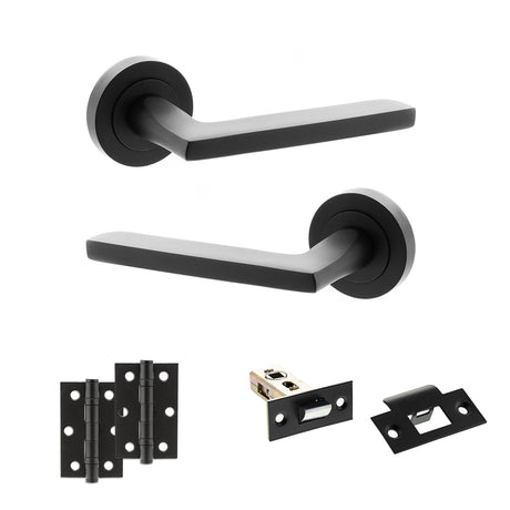 Quality image of STATUS Alaska Door Handle Pack (Latch Set - 2.5" Latch, 3" Hinges x2) - Matt Black | Sku. adps26rmb7 | available from Trade Door Handles.