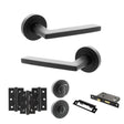 Quality image of STATUS Alaska Door Handle Pack (Bathroom Set - 2.5" CE Bathroom Lock, 3" Fire Rated Hinges x3) - Matt Black | Sku. adps26rmb8 | available from Trade Door Handles.