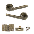Quality image of STATUS Nebraska Door Handle Pack (Latch Set - 3" CE Latch, 4" Fire Rated Hinges x3) - Antique Brass | Sku. adps28rab4 | available from Trade Door Handles.