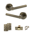 Quality image of STATUS Nebraska Door Handle Pack (Latch Set - 2.5" CE Latch, 4" Slim Knuckle Hinges x2) - Antique Brass | Sku. adps28rab5 | available from Trade Door Handles.