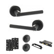 Quality image of STATUS Nebraska Door Handle Pack (Bathroom Set - 3" CE Bathroom Lock, 4" Slim Knuckle Hinges x2) - Matt Black | Sku. adps28rmb13 | available from Trade Door Handles.