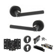 Quality image of STATUS Nebraska Door Handle Pack (Euro Lock Set - 2.5" CE Sashlock, 3" Fire Rated Hinges x3) - Matt Black | Sku. adps28rmb20 | available from Trade Door Handles.