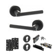 Quality image of STATUS Nebraska Door Handle Pack (Euro Lock Set - 2.5" CE Sashlock, 4" Slim Knuckle Hinges x2) - Matt Black | Sku. adps28rmb24 | available from Trade Door Handles.